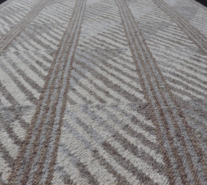 Modern Scandinavian Flat - Weave Rug With Modern Design in Gray, Ivory, Tan Tones. Keivan Woven Arts / rug RJK - 26627 - SHB - 014 - NU, country of origin / type: India / Scandinavian flat - weave. Measures: 7'10 x 10'7 This Scandinavian flat - weave style is... - Keivan Woven ArtsRJK - 26627 - SHB - 014 - NU - 25206Rug