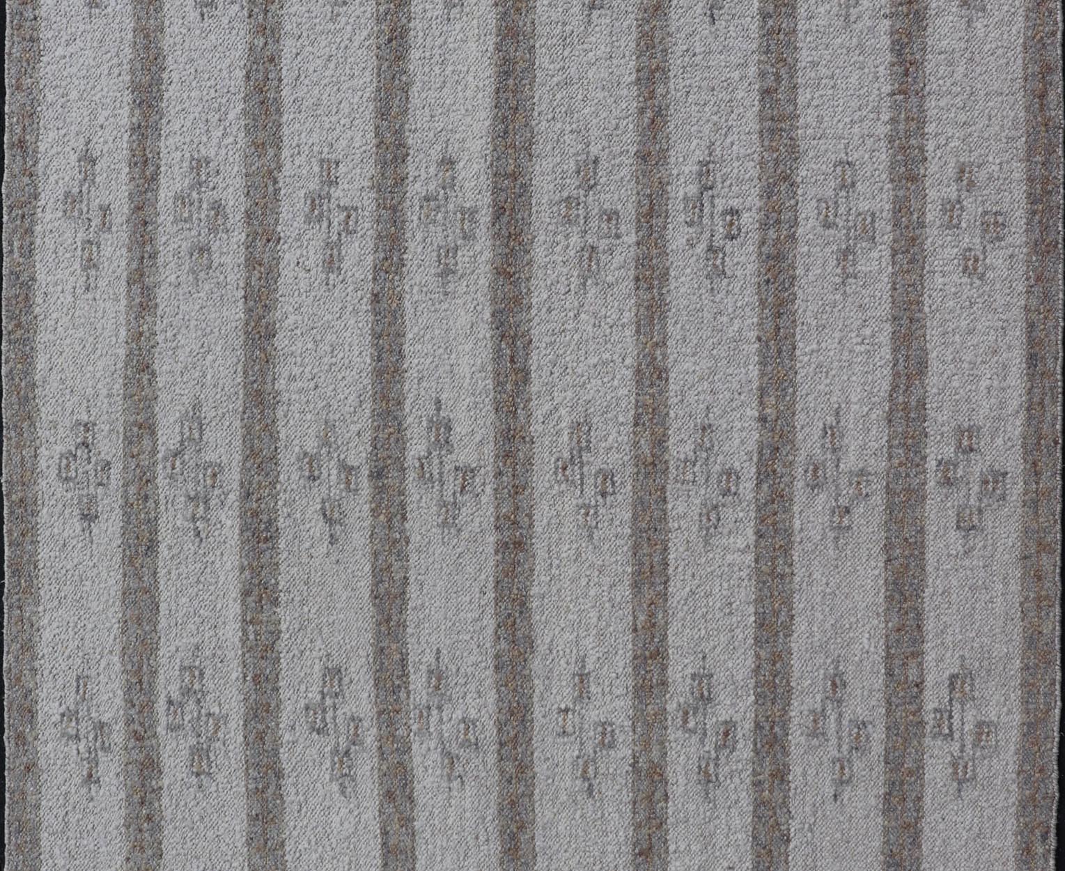 Scandinavian Inspired Design Rug Hand Woven in Light Blue, Tan and Gray Colors. Keivan Woven Arts, rug RJK - 26825 - SHB - 012 - NU, country of origin / type: India / Scandinavian flat - weave. Measures: 7'9 x 10'6 Scandinavian inspired design rug in ligh... - Keivan Woven ArtsRJK - 26825 - SHB - 012 - NU - 25212Rug