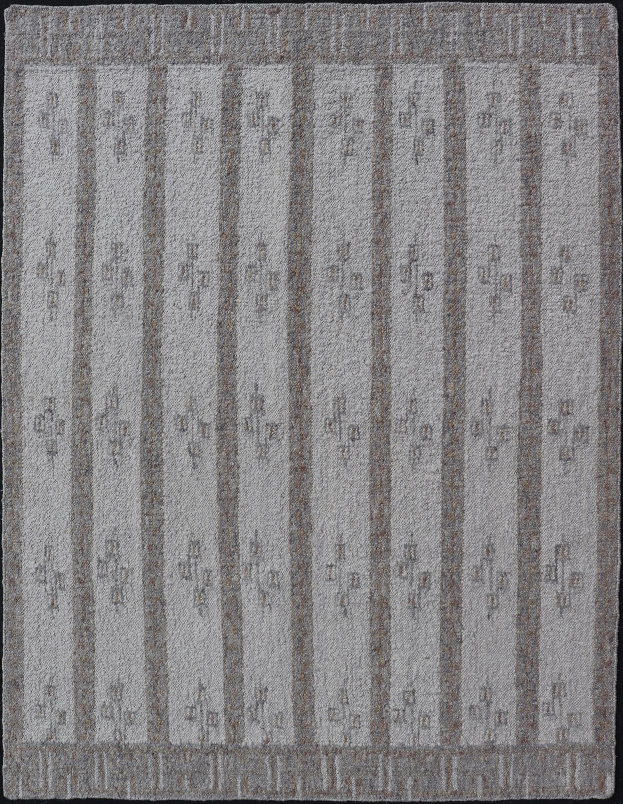 Scandinavian Inspired Design Rug Hand Woven in Light Blue, Tan and Gray Colors. Keivan Woven Arts, rug RJK - 26825 - SHB - 012 - NU, country of origin / type: India / Scandinavian flat - weave. Measures: 7'9 x 10'6 Scandinavian inspired design rug in ligh... - Keivan Woven ArtsRJK - 26825 - SHB - 012 - NU - 25212Rug
