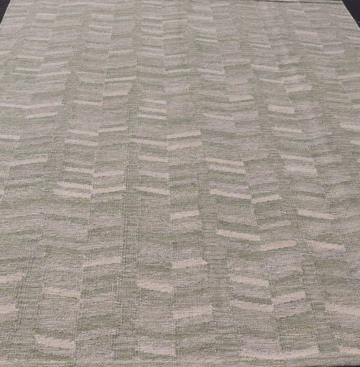 Modern Scandinavian/Swedish Flat Weave Geometric Design Rug in Green Tones. Keivan Woven Arts rug, RJK - 27959, country of origin / type: Scandinavian / Scandinavian Modern Flat Weave. Measures: 9'2 x 12'0 This Scandinavian rug is inspired by the ... - Keivan Woven ArtsRJK - 27959 - 25218Rugs