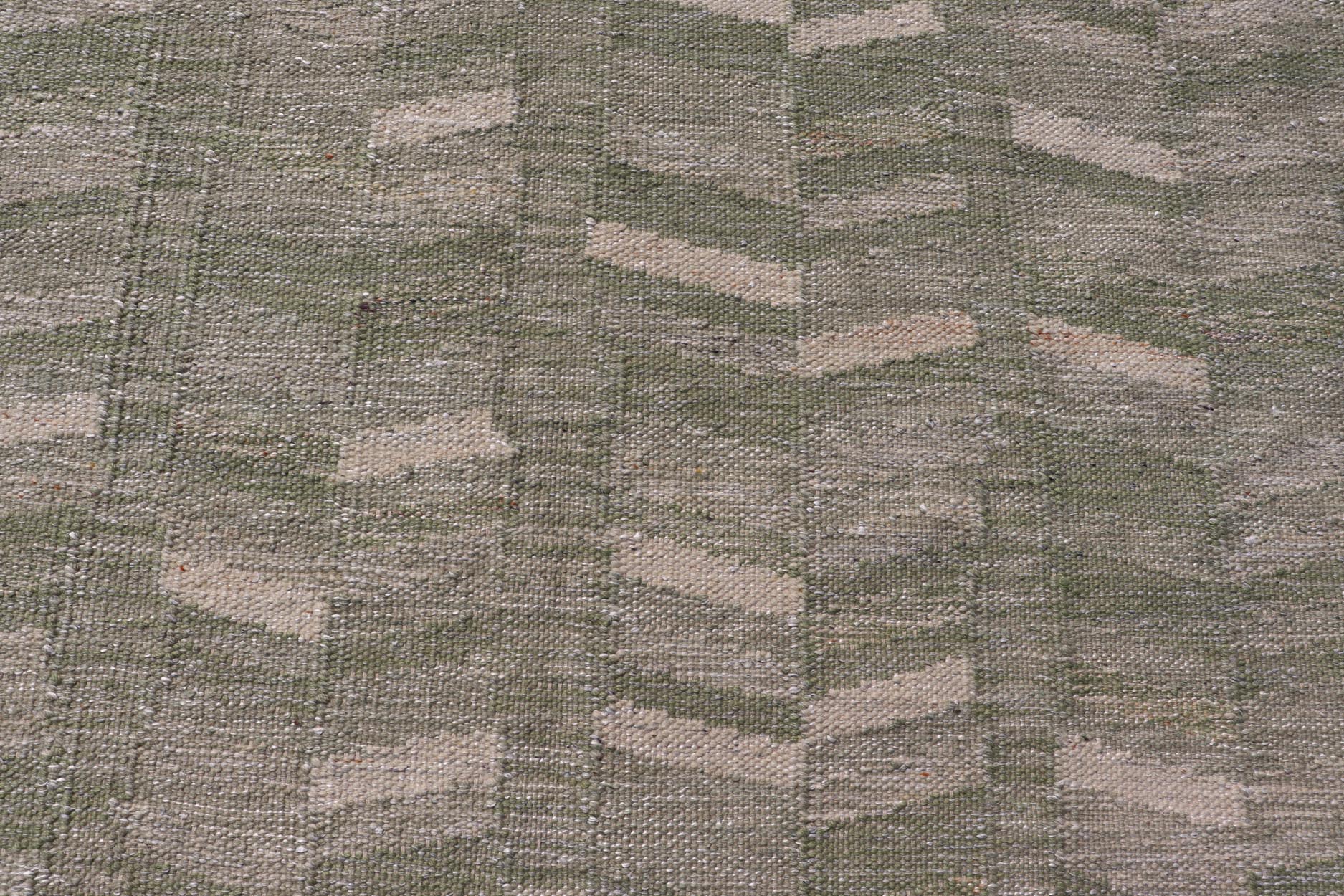 Modern Scandinavian/Swedish Flat Weave Geometric Design Rug in Green Tones. Keivan Woven Arts rug, RJK - 27959, country of origin / type: Scandinavian / Scandinavian Modern Flat Weave. Measures: 9'2 x 12'0 This Scandinavian rug is inspired by the ... - Keivan Woven ArtsRJK - 27959 - 25218Rugs