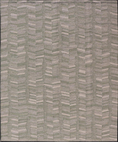 Modern Scandinavian/Swedish Flat Weave Geometric Design Rug in Green Tones. Keivan Woven Arts rug, RJK - 27959, country of origin / type: Scandinavian / Scandinavian Modern Flat Weave. Measures: 9'2 x 12'0 This Scandinavian rug is inspired by the ... - Keivan Woven ArtsRJK - 27959 - 25218Rugs