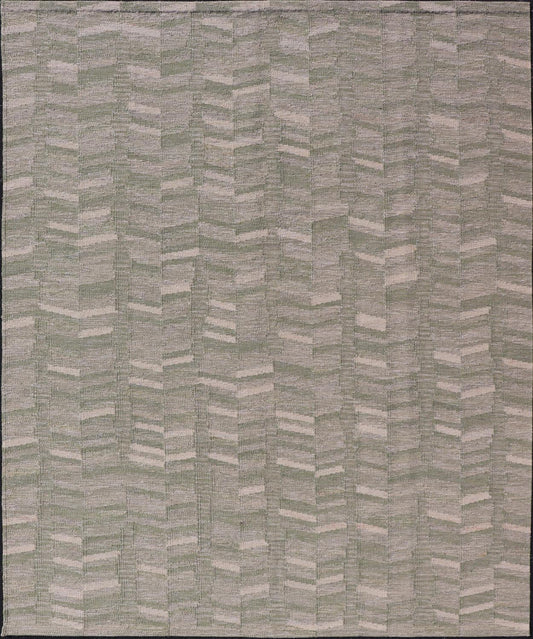 Modern Scandinavian/Swedish Flat Weave Geometric Design Rug in Green Tones. Keivan Woven Arts rug, RJK - 27959, country of origin / type: Scandinavian / Scandinavian Modern Flat Weave. Measures: 9'2 x 12'0 This Scandinavian rug is inspired by the ... - Keivan Woven ArtsRJK - 27959 - 25218Rugs