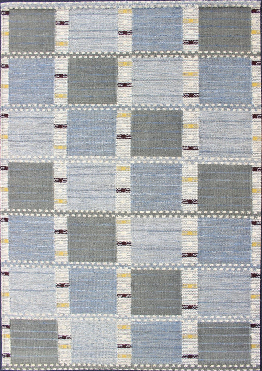 Keivan Woven Arts Modern Scandinavian Flat - Weave Design with Geometric Design. Keivan Woven Arts / rug RJK - 29594 - SHB - 022 - 02, country of origin / type: India / Scandinavian flat - weave. Measures: 6'1 x 8'11 This Scandinavian flat - weave style is ins... - Keivan Woven ArtsRJK - 29594 - SHB - 022 - 02 - 13608