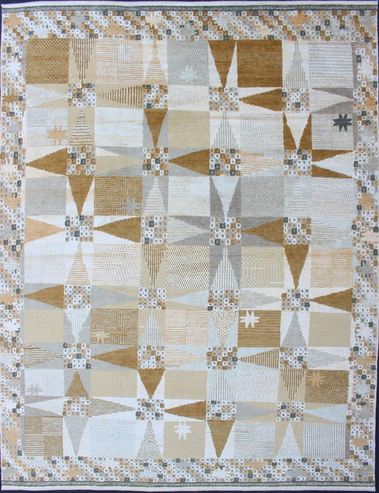 Keivan Woven Arts Piled Modern Scandinavian/Swedish Design Rug In Neutral Tones. Keivan Woven Arts / rug RJK - 29646, country of origin / type: India / Scandinavian piled rug. Measures: 9'0 x 12'0 This Scandinavian Pile rug is inspired by the wor... - Keivan Woven ArtsRJK - 29646 - A2121A - 13926
