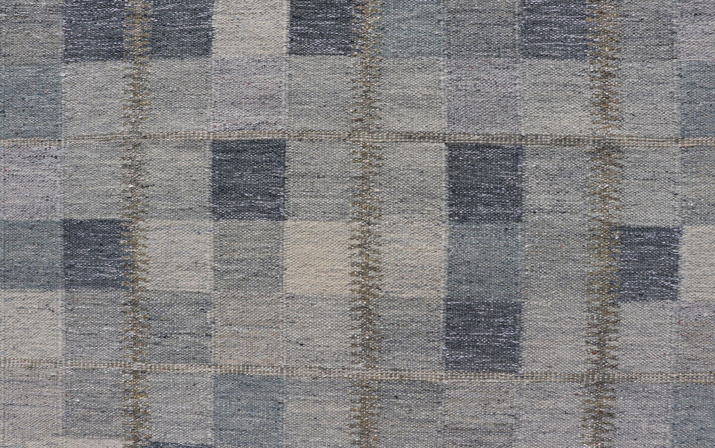 Scandinavian Style Flat - Weave Design Rug with Checkerboard Design in Gray, Blues Gray and blue Scandinavian flat - weave design rug with geometric design, Keivan Woven Arts , rug RJK - 44522 - SHB - 137 - 01, country of origin / type: India / Scandinavia... - Keivan Woven ArtsRJK - 44522 - SHB - 137 - 01 - 18204Rug