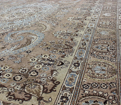 Vintage Persian Bakhtiari rug with stretched medallion in taupe, gray, brown. Keivan Woven Arts / rug / RM - K4570, country of origin / type: Iran / Bakhtiari, circa 1960 Measures: 11' x 14'6. This vintage Persian Bakhtiari rug from mid - 20th centur... - Keivan Woven ArtsRM - K4570 - 2179Rug