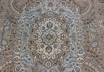 Vintage Persian Bakhtiari rug with stretched medallion in taupe, gray, brown. Keivan Woven Arts / rug / RM - K4570, country of origin / type: Iran / Bakhtiari, circa 1960 Measures: 11' x 14'6. This vintage Persian Bakhtiari rug from mid - 20th centur... - Keivan Woven ArtsRM - K4570 - 2179Rug