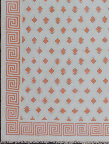 Large Vintage Cotton Designer Dhurrie, designer Cotton Dhurrie Large Vintage Rug. Keivan Woven Arts/ rug ROD - 4111, country of origin / type: India / Cotton Dhurrie, condition: Vintage in good condition Measures: 11'6 x 17'10 Acquired from... - Keivan Woven ArtsROD - 4111 - 7591Rug