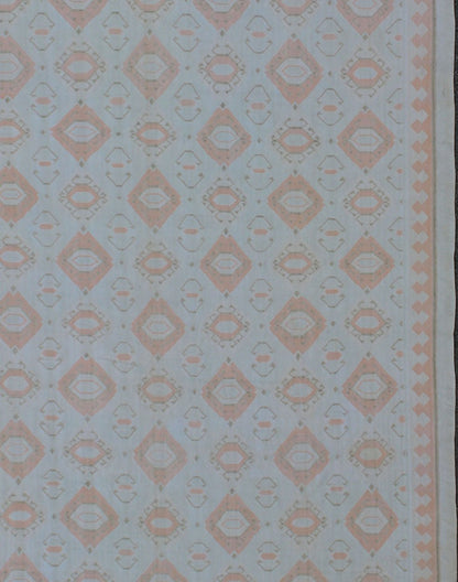 Large Vintage Cotton Dhurrie with Pastel Colors. Keivan Woven Arts / rug ROD - 4234, country of origin / type: India / Dhurrie, circa 1970 Woven during the mid - 20th Century, this designer flat - woven Indian cotton dhurrie is adorned with a diamond ... - Keivan Woven ArtsROD - 4234 - 7595Rug