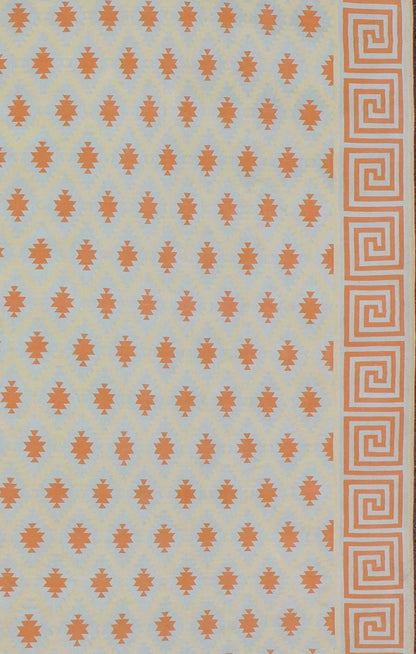 Vintage Cotton Dhurrie Large Rug. Keivan Woven Arts / rug ROD - 4438, country of origin / type: India / Dhurrie, circa 1970 Measures: 12'11 x 121'3. Woven during the mid - 20th century, this designer cotton dhurrie is decorated with a stepped diamond... - Keivan Woven ArtsROD - 4438 - 7601Rug
