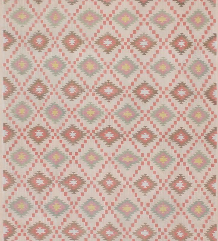Large Vintage Indian Designer Cotton Dhurrie In Muted Pastel Colors. Keivan Woven Arts / rug ROD - 4485, country of origin / type: India / Dhurrie, circa 1970 Measures: 10'6 x 19'4. Woven during the mid - 20th Century, this designer flat - woven Indi... - Keivan Woven ArtsROD - 4485 - 7615Rug