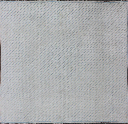 Oversized Large Square Cotton Dhurrie With Small Repeating Design in Shades of Light Blue. Keivan Woven Arts / rug ROD - 5253, country of origin / type: India / Dhurrie, circa 1950 Measures: 14'6 x 15'4. This decorative cotton dhurries was wove... - Keivan Woven ArtsROD - 5253 - 7685Rug