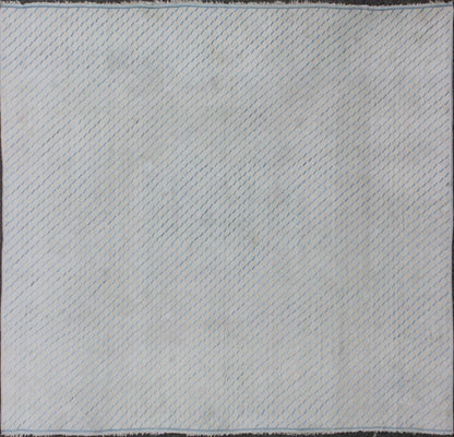 Oversized Large Square Cotton Dhurrie With Small Repeating Design in Shades of Light Blue. Keivan Woven Arts / rug ROD - 5253, country of origin / type: India / Dhurrie, circa 1950 Measures: 14'6 x 15'4. This decorative cotton dhurries was wove... - Keivan Woven ArtsROD - 5253 - 7685Rug