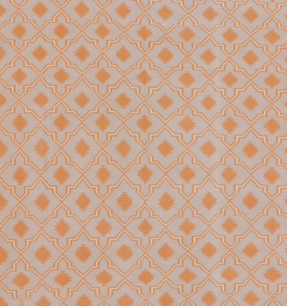 Large Vintage Cotton Dhurrie Designer Rug In Shades of Orange and Mint Green. Keivan Woven Arts / rug ROD - 5254, country of origin / type: India / Dhurrie, circa 1960 Measures: 11'6 x 14'6. Woven during the mid - 20th century, this designer, flat - wo... - Keivan Woven ArtsROD - 5254 - 7621Rug