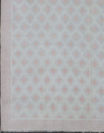 Oversize Vintage Cotton Dhurrie Rug with Soft Colors Acquired from the collection of renowned New York designer Thomas Britt, these decorative cotton dhurries were woven during the mid - 20th Century through the 1970s. These flat - woven Indian dhur... - Keivan Woven ArtsROD - 5255 - 7627Rug