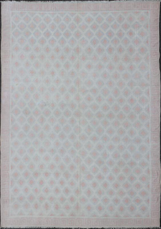 Oversize Vintage Cotton Dhurrie Rug with Soft Colors Acquired from the collection of renowned New York designer Thomas Britt, these decorative cotton dhurries were woven during the mid - 20th Century through the 1970s. These flat - woven Indian dhur... - Keivan Woven ArtsROD - 5255 - 7627Rug
