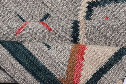 Modern Navajo Rug with Entwined Tribal Design in Gray, Red, Charcoal, And Ivory. Keivan Woven Arts / rug RSC - 67815 - AR - 113, country of origin India, type: North America / Navajo, circa early 21st century Measures: 3'1 x 5'0 This intriguing contem... - Keivan Woven ArtsRSC - 67815 - AR - 113 - 25236Rug