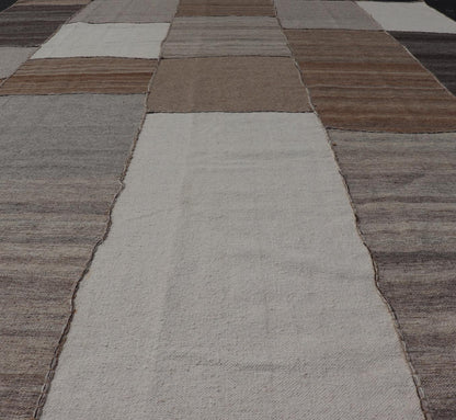 Modern Kilim Rug in Multi - Panel Striped Design with Brown, Gray, White and Taupe. Keivan Woven Arts / rug RSC - 76609 - HS - 04, country of origin / type: India / Kilim 21st Century. Measures: 9'2 x 11'10 This flat - woven kilim rug features a paneled ... - Keivan Woven ArtsRSC - 76609 - HS - 04 - 25242Rug