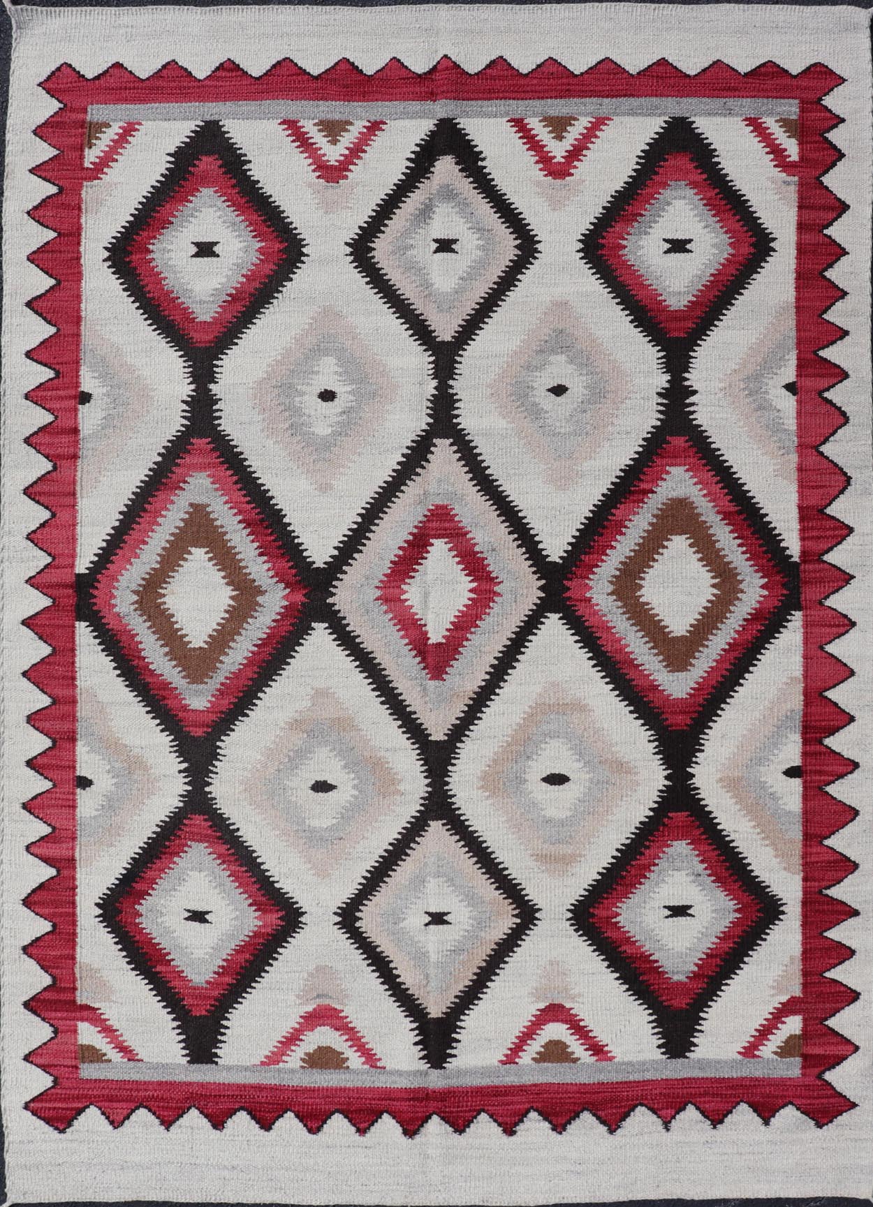 American Navajo Design Rug with Latticework Tribal Design in Red, Black and Gray. Keivan Woven Arts / rug RSC - 85543 - AR - 166, country of origin / type: North America / Navajo, circa early 21st century. Measures: 5'2 x 7'9 This intriguing contempo... - Keivan Woven ArtsRSC - 85543 - AR - 166 - 25272Rug