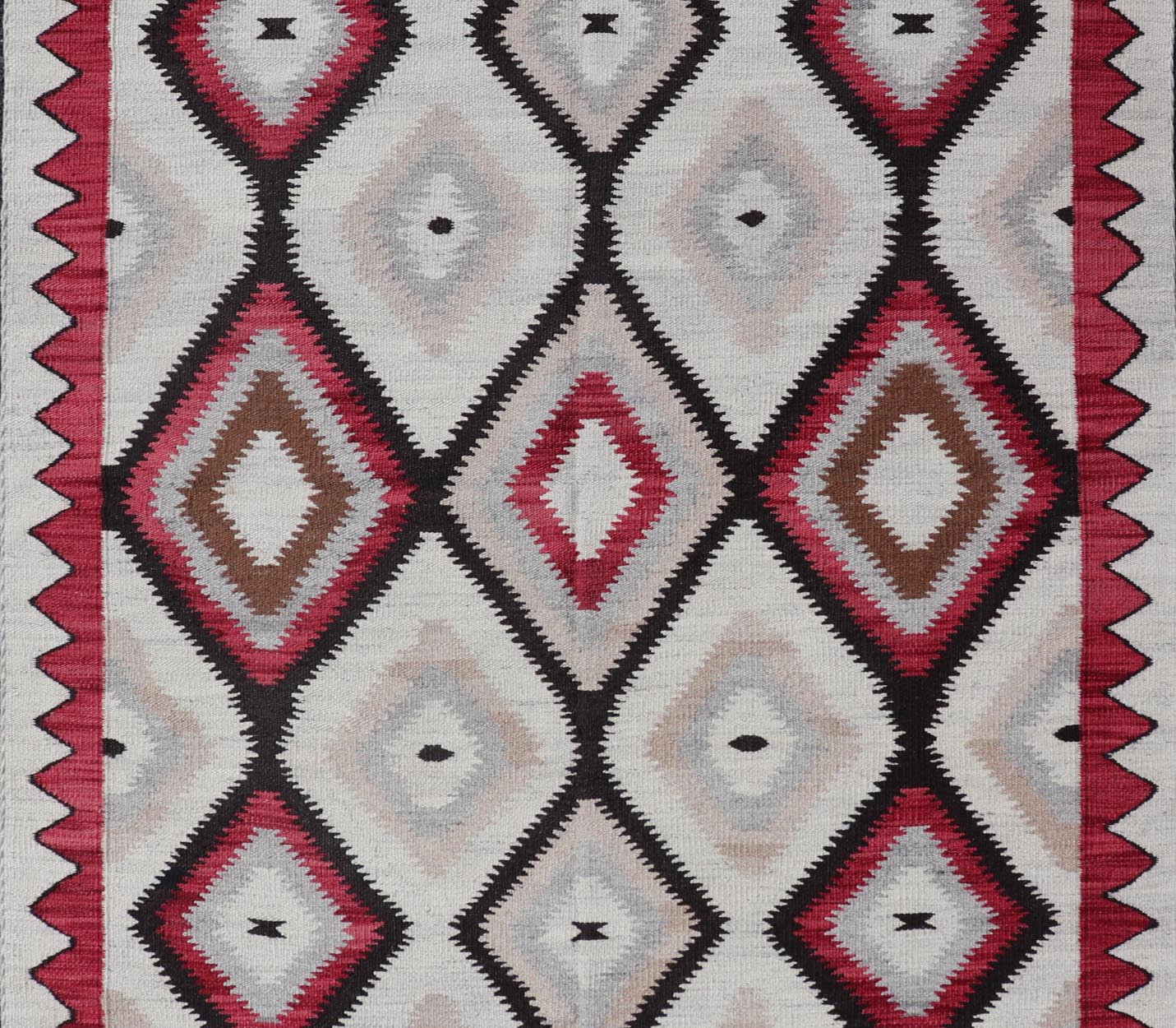 American Navajo Design Rug with Latticework Tribal Design in Red, Black and Gray. Keivan Woven Arts / rug RSC - 85543 - AR - 166, country of origin / type: North America / Navajo, circa early 21st century. Measures: 5'2 x 7'9 This intriguing contempo... - Keivan Woven ArtsRSC - 85543 - AR - 166 - 25272Rug
