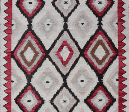 American Navajo Design Rug with Latticework Tribal Design in Red, Black and Gray. Keivan Woven Arts / rug RSC - 85543 - AR - 166, country of origin / type: North America / Navajo, circa early 21st century. Measures: 5'2 x 7'9 This intriguing contempo... - Keivan Woven ArtsRSC - 85543 - AR - 166 - 25272Rug