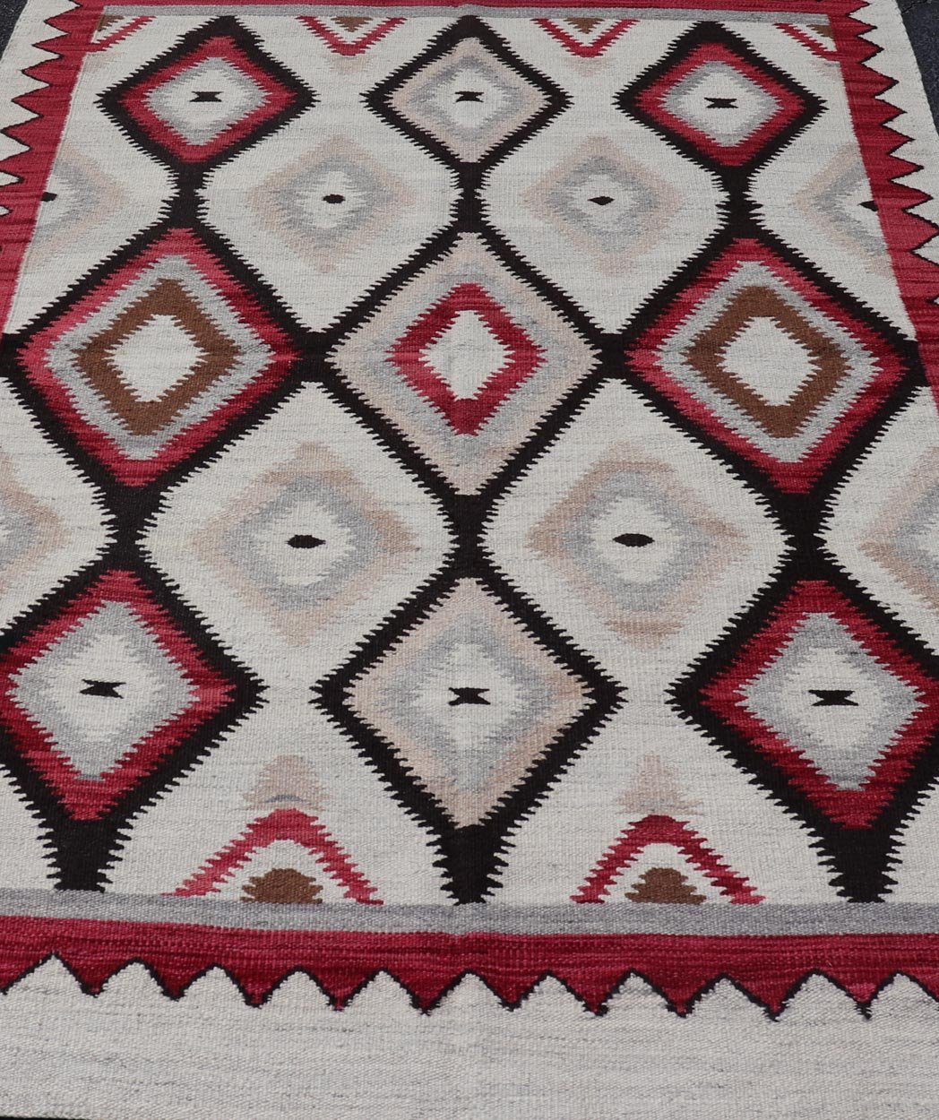 American Navajo Design Rug with Latticework Tribal Design in Red, Black and Gray. Keivan Woven Arts / rug RSC - 85543 - AR - 166, country of origin / type: North America / Navajo, circa early 21st century. Measures: 5'2 x 7'9 This intriguing contempo... - Keivan Woven ArtsRSC - 85543 - AR - 166 - 25272Rug
