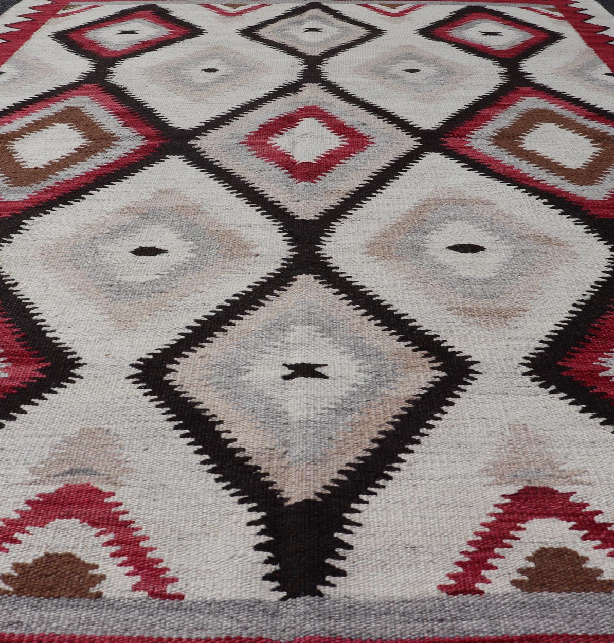 American Navajo Design Rug with Latticework Tribal Design in Red, Black and Gray. Keivan Woven Arts / rug RSC - 85543 - AR - 166, country of origin / type: North America / Navajo, circa early 21st century. Measures: 5'2 x 7'9 This intriguing contempo... - Keivan Woven ArtsRSC - 85543 - AR - 166 - 25272Rug