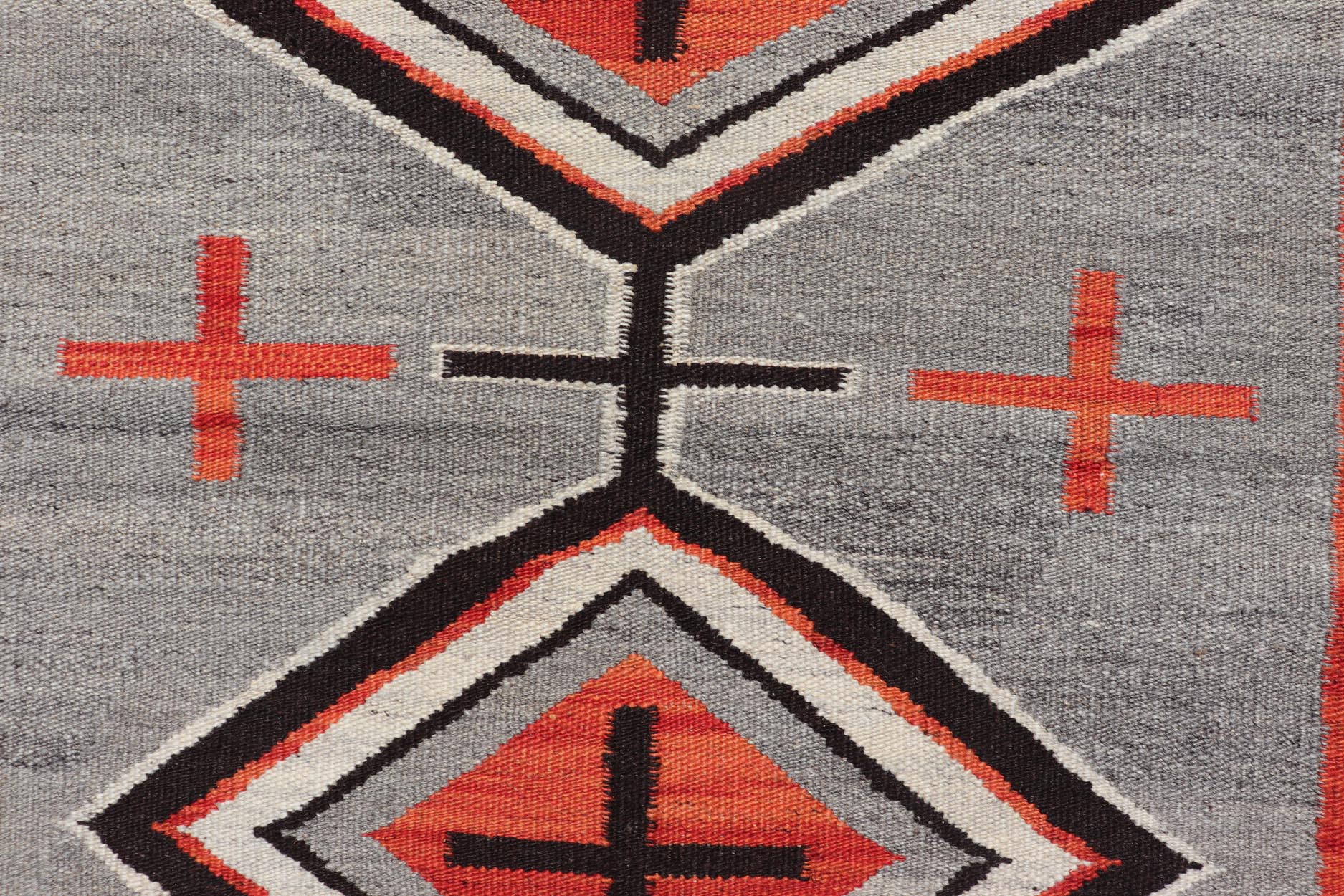 Navajo Modern Rug with Geometric Tribal Design in Gray, Red, Charcoal And Ivory. Keivan Woven Arts / rug RSC - 86503 - AR - 163, country of origin India, type: North America / Navajo, circa early 21st century. Measures: 3'1 x 4'11 This intriguing con... - Keivan Woven ArtsRSC - 86503 - AR - 163 - 25278Rug