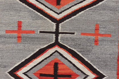 Navajo Modern Rug with Geometric Tribal Design in Gray, Red, Charcoal And Ivory. Keivan Woven Arts / rug RSC - 86503 - AR - 163, country of origin India, type: North America / Navajo, circa early 21st century. Measures: 3'1 x 4'11 This intriguing con... - Keivan Woven ArtsRSC - 86503 - AR - 163 - 25278Rug
