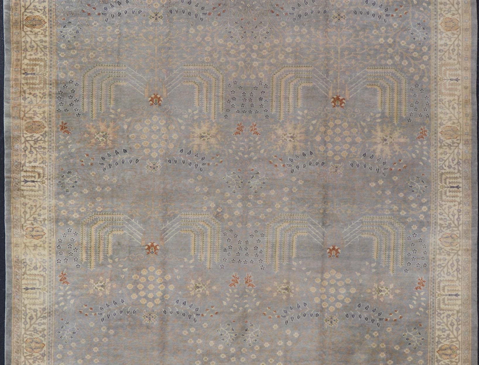 Outstanding Large Oushak with light purple and gray with willow tree design. Keivan Woven Arts / rug S12 - 0101, country of origin / type: Turkey / Oushak, circa Early - 20th century. Large Oushak. Large antique Oushak. Purple Oushak. Measures: 13' x 18... - Keivan Woven ArtsS12 - 0101 - 3035Rug