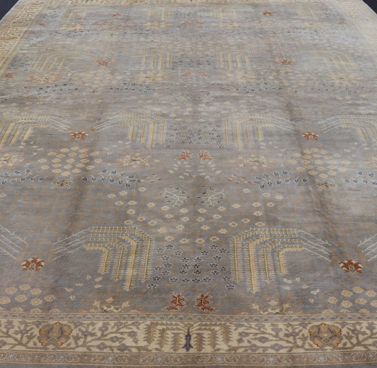 Outstanding Large Oushak with light purple and gray with willow tree design. Keivan Woven Arts / rug S12 - 0101, country of origin / type: Turkey / Oushak, circa Early - 20th century. Large Oushak. Large antique Oushak. Purple Oushak. Measures: 13' x 18... - Keivan Woven ArtsS12 - 0101 - 3035Rug