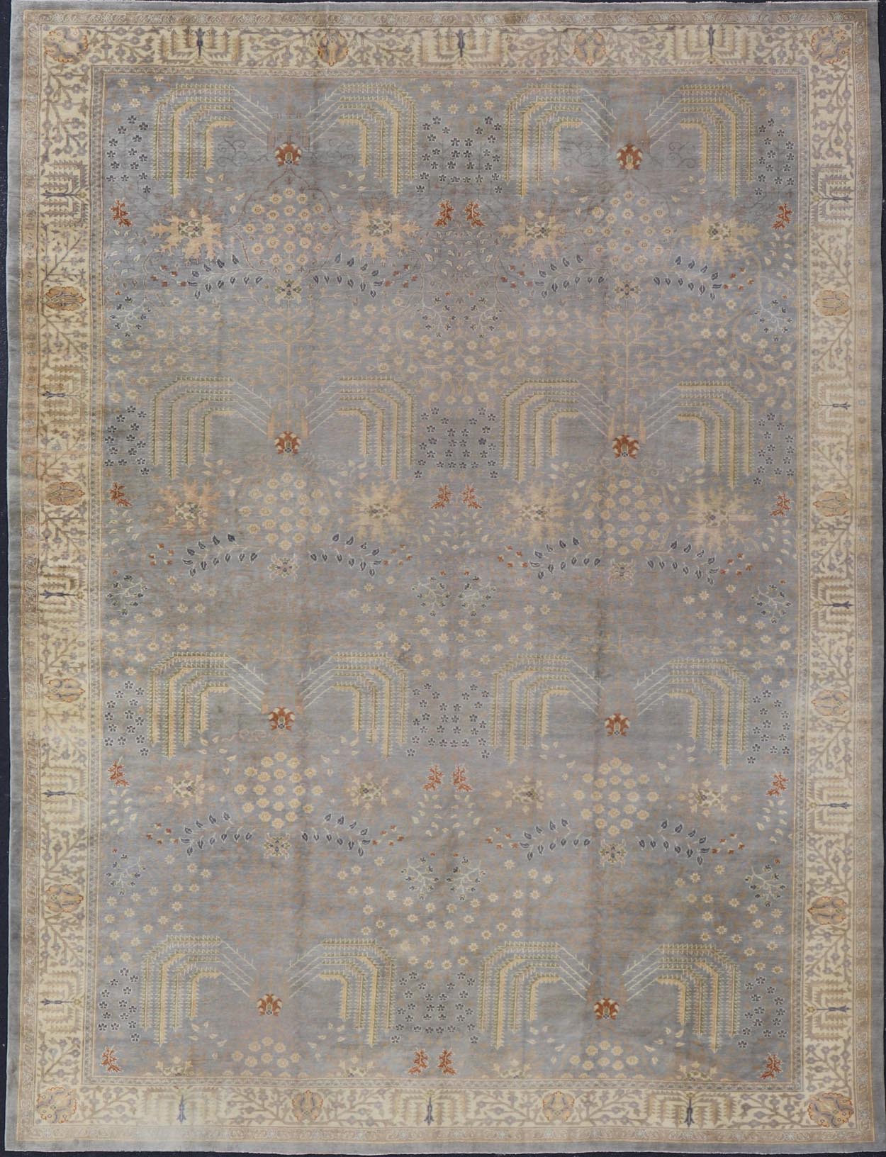 Outstanding Large Oushak with light purple and gray with willow tree design. Keivan Woven Arts / rug S12 - 0101, country of origin / type: Turkey / Oushak, circa Early - 20th century. Large Oushak. Large antique Oushak. Purple Oushak. Measures: 13' x 18... - Keivan Woven ArtsS12 - 0101 - 3035Rug