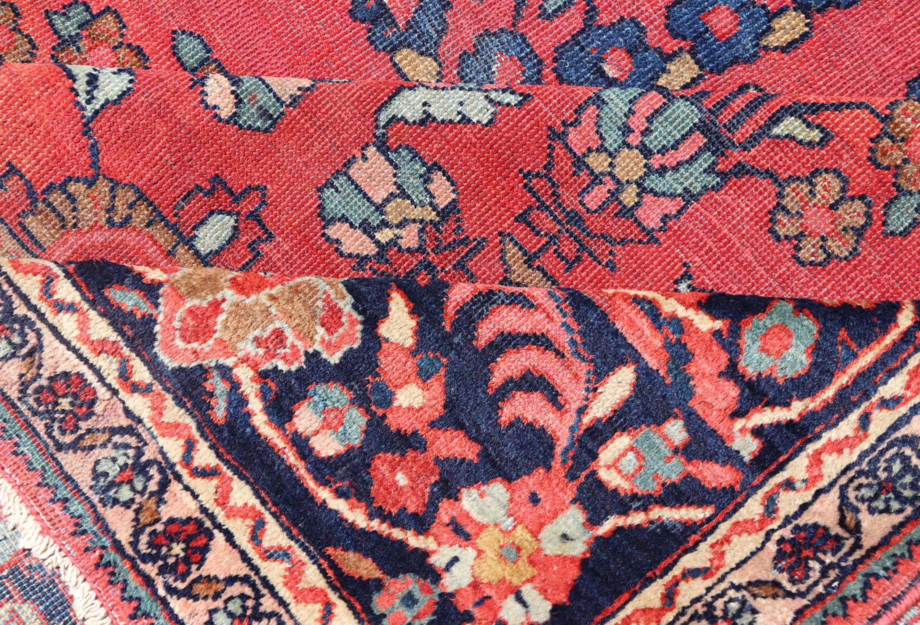 Antique Sultanabad Carpet with All - Over Large Scale Flower Design With Red Field. Keivan Woven Arts / Rug / S12 - 0106 / country of origin / type: Iran / Sultanabad / circa 1910. This Sultanabad Mahal relies heavily on exquisite details as well as lar... - Keivan Woven ArtsS12 - 0106 - 3041Rug