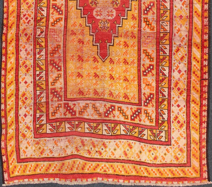 Antique Moroccan Rug With Medallion and Layered Geometric Borders. Vibrant Antique Moroccan rug with medallion and geometric layered border, rug s12 - 0404,. country of origin / type: Africa / Morocco, circa 1930's. Keivan Woven Arts, S12 - 0404. ... - Keivan Woven ArtsS12 - 0404 - 3227Rug