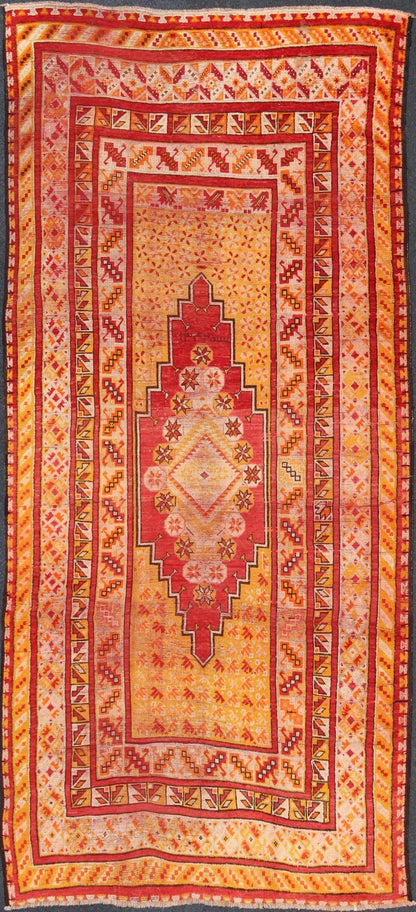 Antique Moroccan Rug With Medallion and Layered Geometric Borders. Vibrant Antique Moroccan rug with medallion and geometric layered border, rug s12 - 0404,. country of origin / type: Africa / Morocco, circa 1930's. Keivan Woven Arts, S12 - 0404. ... - Keivan Woven ArtsS12 - 0404 - 3227Rug