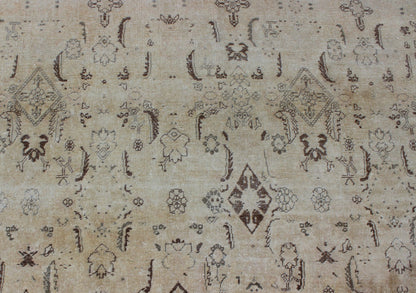 Large antique Persian Tabriz rug with all - over design in cream and brown accents. Keivan Woven Arts / rug S12 - 0408, country of origin / type: Iran / Tabriz, circa 1900. Measures: 10'8 x 14'9. Tabriz rugs are distinguished by their excellent wea... - Keivan Woven ArtsS12 - 0408 - 3235Rug
