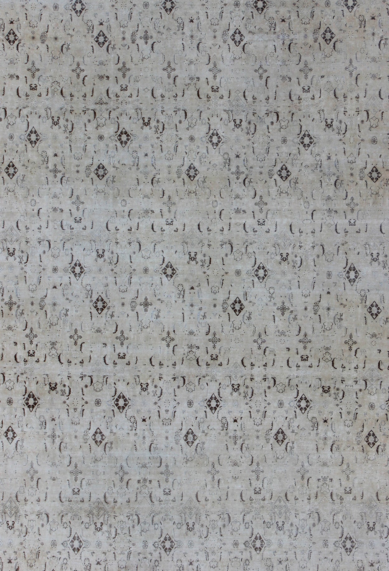 Large antique Persian Tabriz rug with all - over design in cream and brown accents. Keivan Woven Arts / rug S12 - 0408, country of origin / type: Iran / Tabriz, circa 1900. Measures: 10'8 x 14'9. Tabriz rugs are distinguished by their excellent wea... - Keivan Woven ArtsS12 - 0408 - 3235Rug
