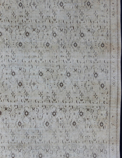 Large antique Persian Tabriz rug with all - over design in cream and brown accents. Keivan Woven Arts / rug S12 - 0408, country of origin / type: Iran / Tabriz, circa 1900. Measures: 10'8 x 14'9. Tabriz rugs are distinguished by their excellent wea... - Keivan Woven ArtsS12 - 0408 - 3235Rug