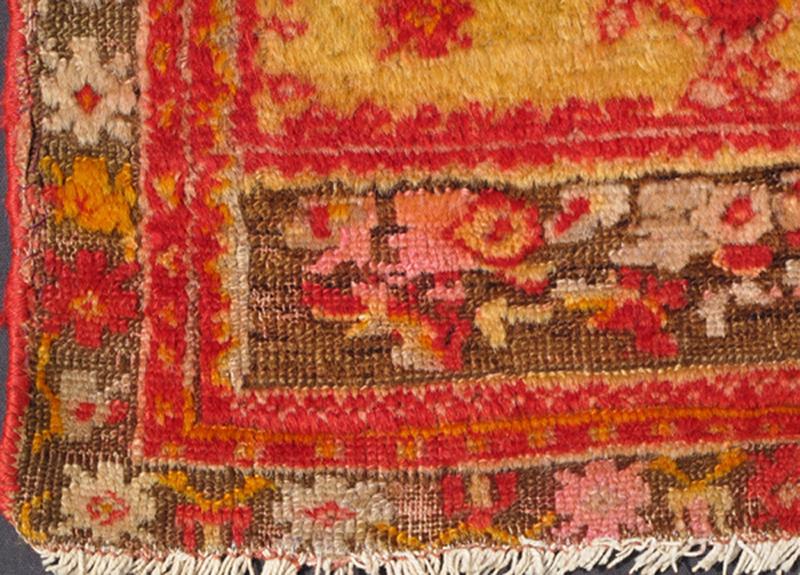 Angora Wool Antique Turkish Oushak Rug with Vibrant Red Floral Medallion Design, rug s12 - 0512, country of origin / type: Turkey / Oushak, circa 1910 Woven with a combination of angora and old wool, this magnificent Oushak boasts a central medall... - Keivan Woven ArtsS12 - 0512 - 3249Rug
