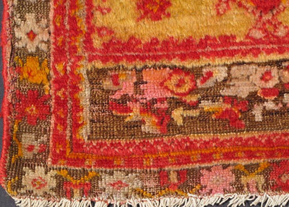 Angora Wool Antique Turkish Oushak Rug with Vibrant Red Floral Medallion Design, rug s12 - 0512, country of origin / type: Turkey / Oushak, circa 1910 Woven with a combination of angora and old wool, this magnificent Oushak boasts a central medall... - Keivan Woven ArtsS12 - 0512 - 3249Rug