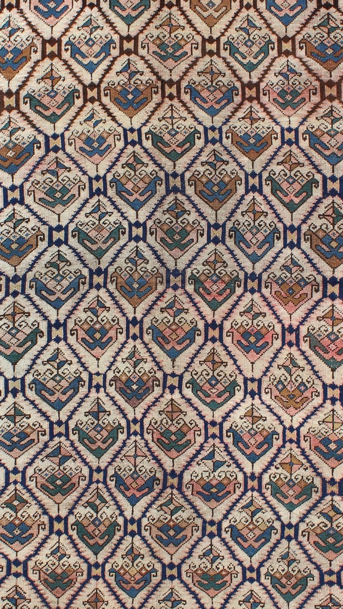 Early 20th Century Antique Karabagh Carpet with All - Over Sub - Geometric Design This stunning antique Karabagh carpet from the early 20th century displays an intricate all - over sub - geometric design. Diamond - shaped patterns are intermixed with deco... - Keivan Woven ArtsS12 - 0520 - 4732Rug