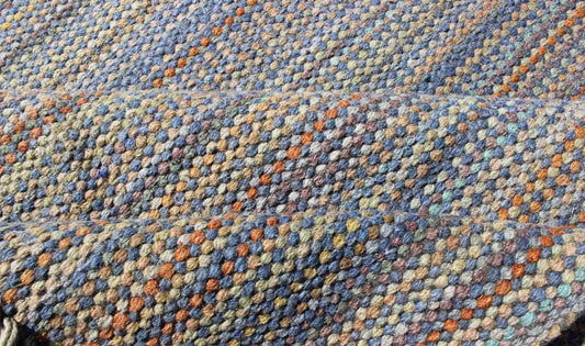 Large Vintage American Rug Braided in Multi - Colored. Measures: 8'5 x 11'2 This large American braided rug features a unique color palette coupled with a fine demonstration of American weaving. The tones of each stripe come together to p... - Keivan Woven ArtsS12 - 0708 - 3329Rug