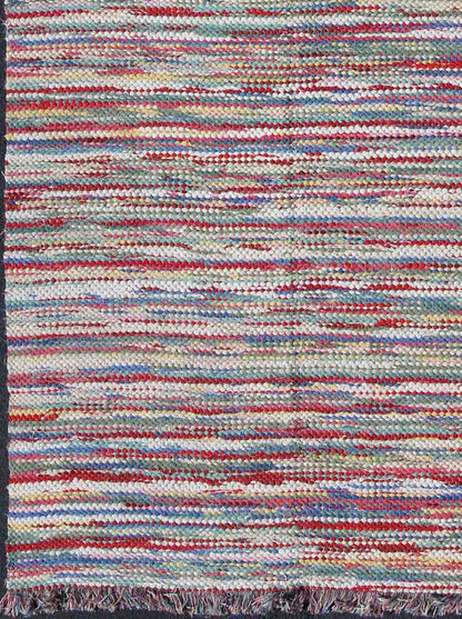 1970s Colorful Braided Rug American with Horizontal Stripes and Fringe Detail, rug s12 - 0809, country of origin / type: America / braided, circa 1960 This large vintage American braided rug (circa 1960) features a vibrant color palette coupled wi... - Keivan Woven ArtsS12 - 0809 - 3339Rug