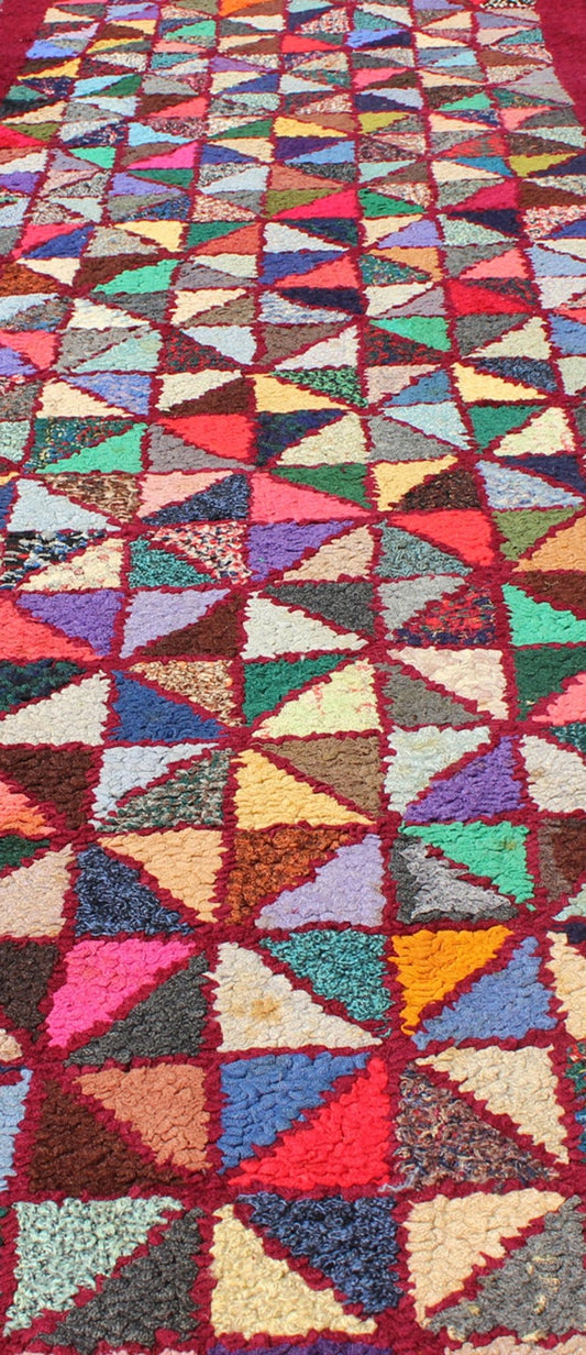 Checkerboard Vintage American Hooked Rug with Geometric Design in Multi Colors. checkerboard vintage American hooked rug with geometric designs, rug S12 - 0907, country of origin / type: United States / Hooked, circa 1940 Ingenious in styl... - Keivan Woven ArtsS12 - 0907 - 3658Rug