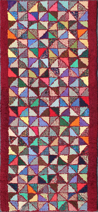 Bright and Multi Colors Vintage American Hooked Rug With Checkerboard Design. checkerboard vintage American hooked rug with geometric designs in Variety of bright colors, rug S12 - 0908, country of origin / type: United States / Hooked, circa 194... - Keivan Woven ArtsS12 - 0908 - 3662Rug