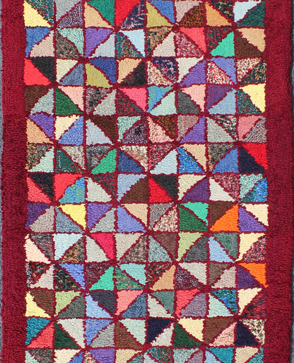 Bright and Multi Colors Vintage American Hooked Rug With Checkerboard Design. checkerboard vintage American hooked rug with geometric designs in Variety of bright colors, rug S12 - 0908, country of origin / type: United States / Hooked, circa 194... - Keivan Woven ArtsS12 - 0908 - 3662Rug