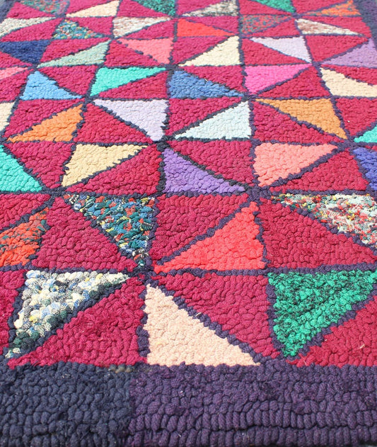 Checkerboard Vintage American Hooked Rug With Geometric Designs. checkerboard vintage American hooked rug with geometric designs, rug S12 - 0909, country of origin / type: United States / Hooked, circa 1940 Ingenious in style, color and compos... - Keivan Woven ArtsS12 - 0909 - 3666Rug