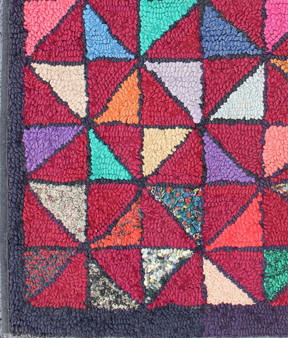 Checkerboard Vintage American Hooked Rug With Geometric Designs. checkerboard vintage American hooked rug with geometric designs, rug S12 - 0909, country of origin / type: United States / Hooked, circa 1940 Ingenious in style, color and compos... - Keivan Woven ArtsS12 - 0909 - 3666Rug