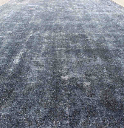 Large Persian over Dyed Gallery Rug in Shades of Dark Blue and Gray Large Persian over dyed wide gallery rug in shades of dark blue and gray, rug s12 - 1001, country of origin / type: Iran / Tabriz, circa 1950 This Persian carpet with a cla... - Keivan Woven ArtsS12 - 1001 - 3736Rug